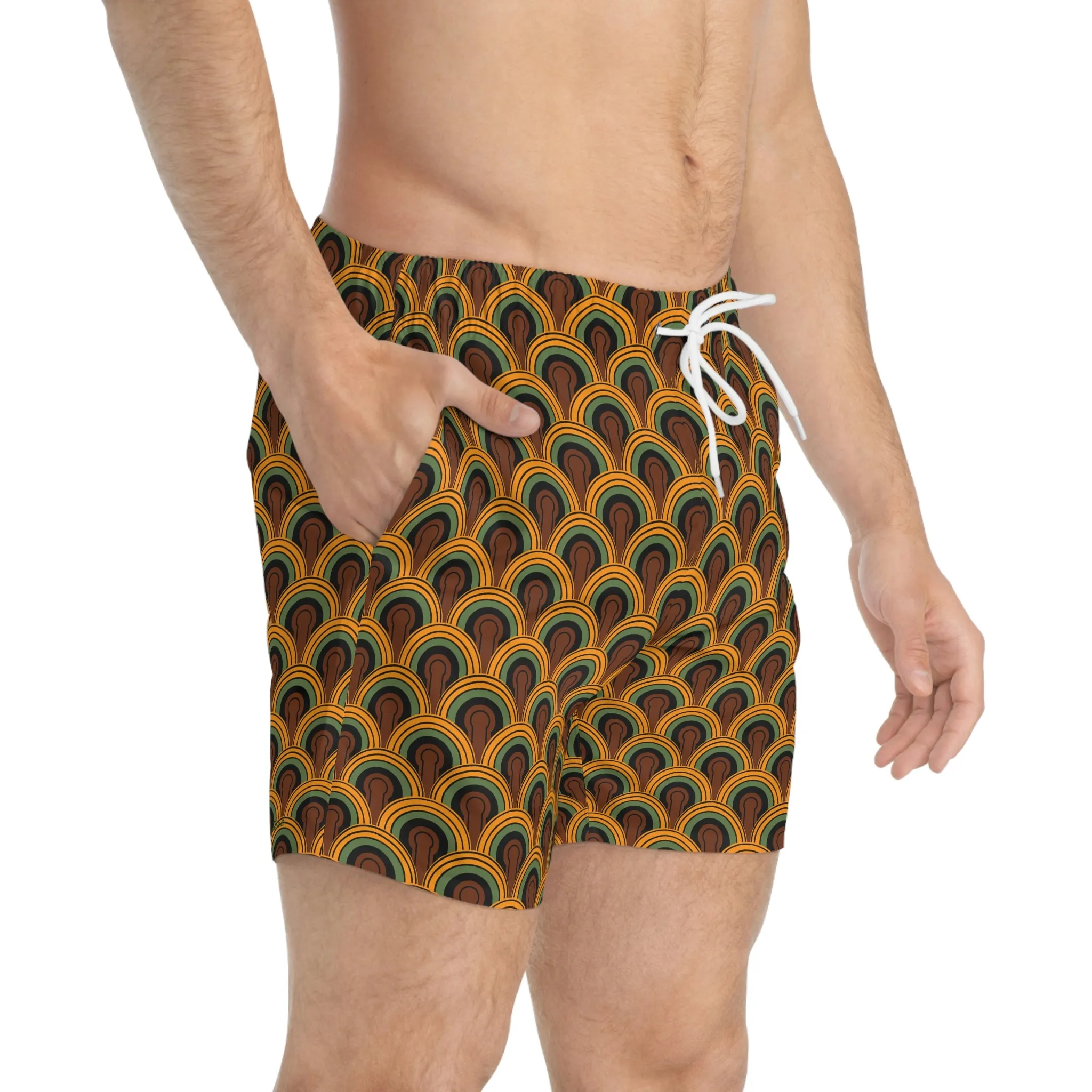 1970's Vintage Room 237 Print Men's Swim Trunks | Pinup Couture Swim