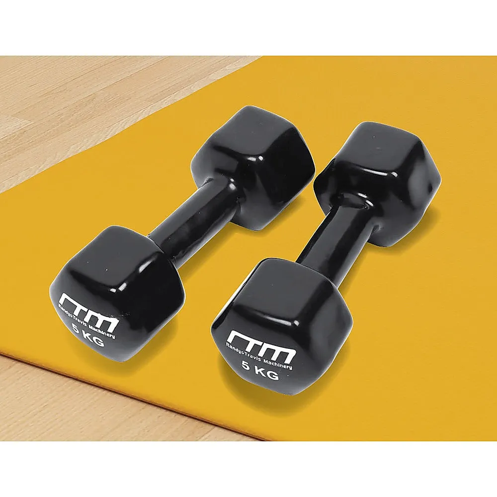 5kg Dumbbells Pair Hexagonal Cast Iron PVC Coated