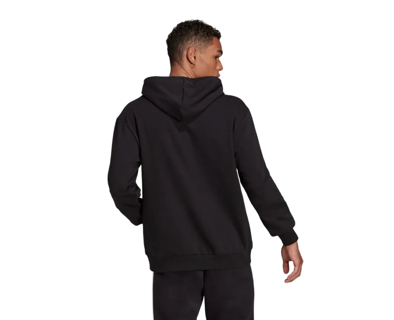 Adidas Mens Essentials Feel Comfy Black French Terry Logo Hoodie