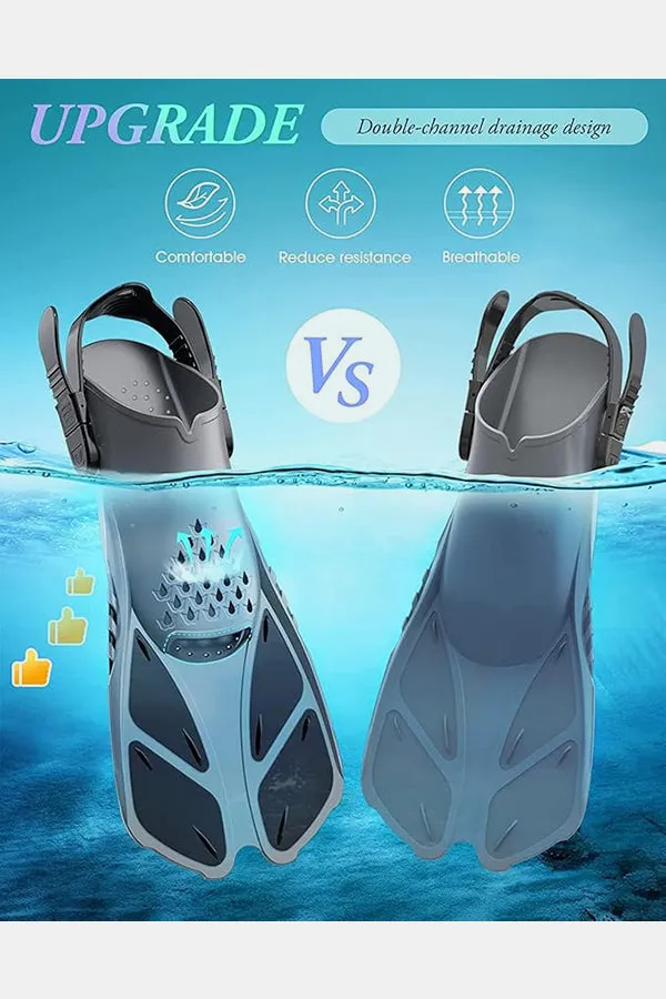 Adults Snorkel Fins Adjustable Buckles Open Heel Swim Flippers