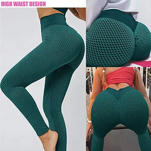 AIMILIA Butt Lifting Anti Cellulite Leggings for Women High Waisted Yoga Pants Workout Tummy Control Sport Tights - Y-tight-green