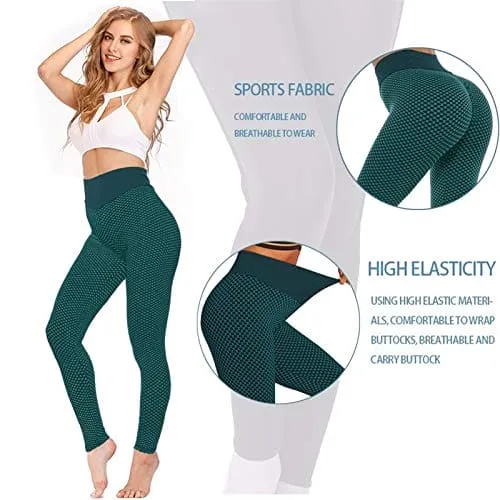 AIMILIA Butt Lifting Anti Cellulite Leggings for Women High Waisted Yoga Pants Workout Tummy Control Sport Tights - Y-tight-green