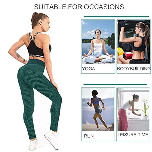 AIMILIA Butt Lifting Anti Cellulite Leggings for Women High Waisted Yoga Pants Workout Tummy Control Sport Tights - Y-tight-green