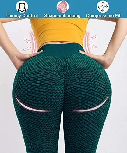 AIMILIA Butt Lifting Anti Cellulite Leggings for Women High Waisted Yoga Pants Workout Tummy Control Sport Tights - Y-tight-green