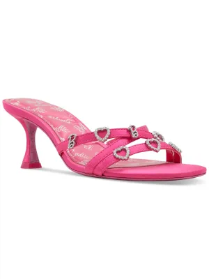 ALDO Womens Pink Logo Footbed Padded Strappy Embellished Goring Barbiemule Round Toe Kitten Heel Slip On Dress Heeled B