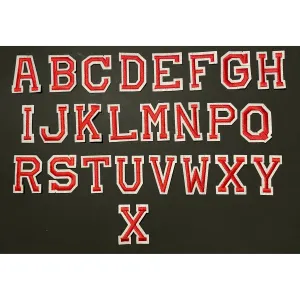 Alphabet Iron On Patches - Red & White