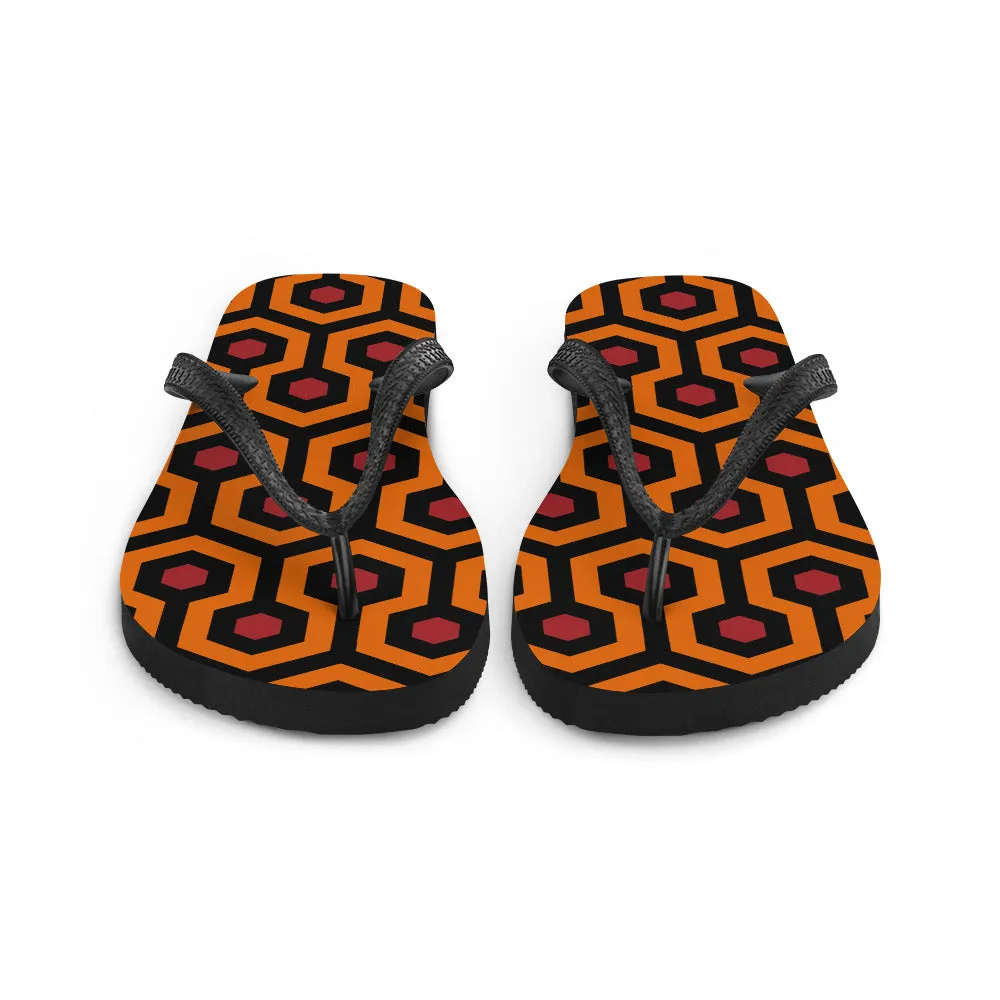 Amie Thong Flip-Flop Beach Sandals in Hotel Hexagon Print