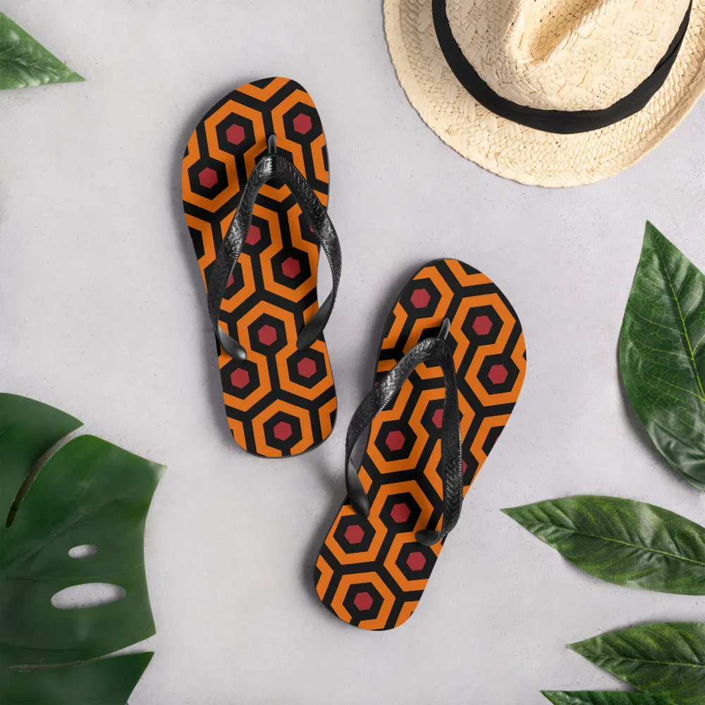 Amie Thong Flip-Flop Beach Sandals in Hotel Hexagon Print