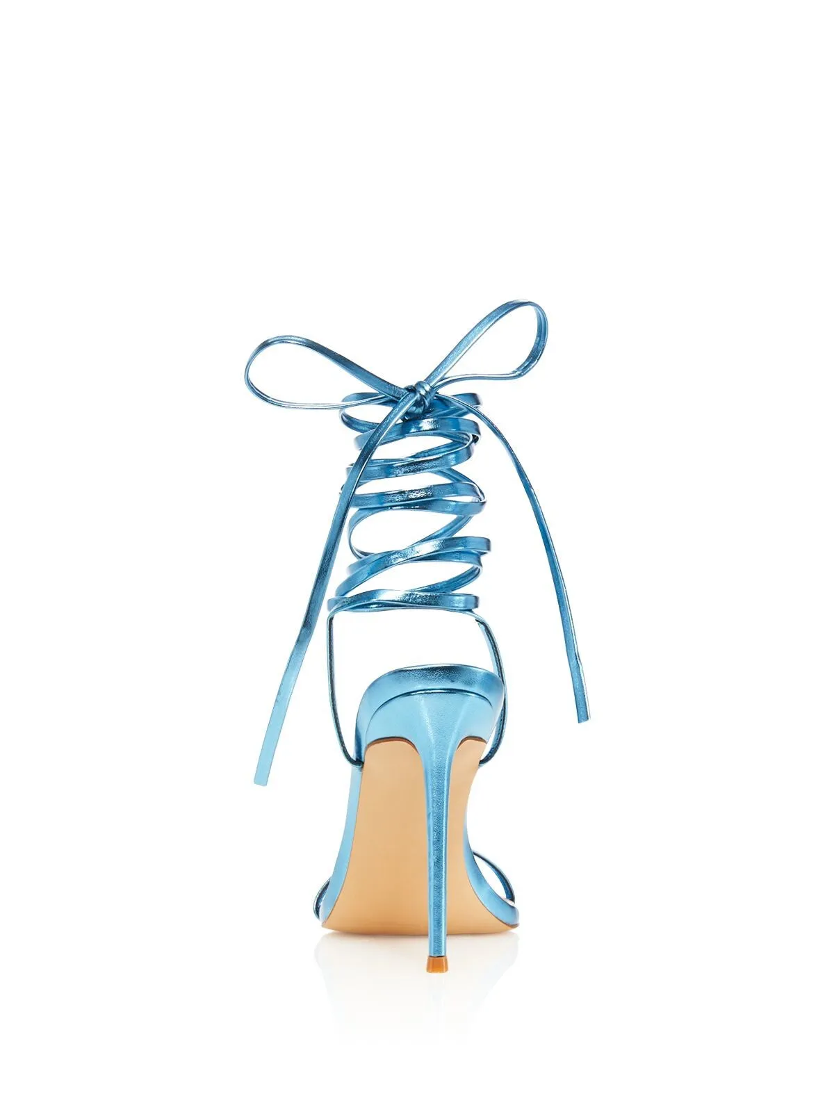 AQUA Womens Blue Wrapping Ankle Straps Padded Mandy Pointed Toe Stiletto Lace-Up Heeled