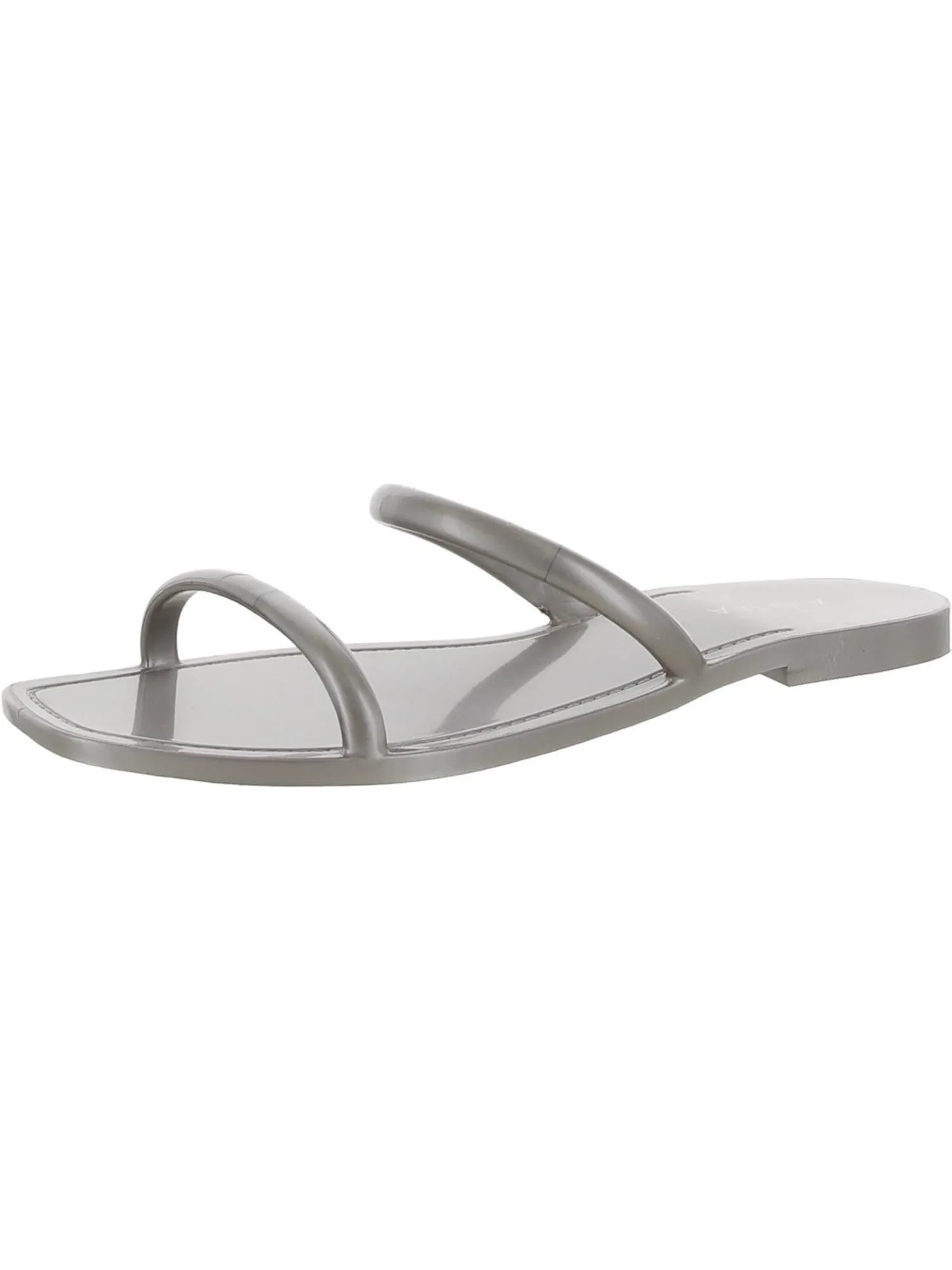 AQUA Womens Silver Strappy Square Toe Slip On Jelly