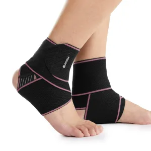 AVIDDA Ankle Support 2 Pack, Adjustable Ankle Brace for Sports, Elastic Compression Ankle Strap for Sprained Ankle, Achilles Tendon, Running Pink