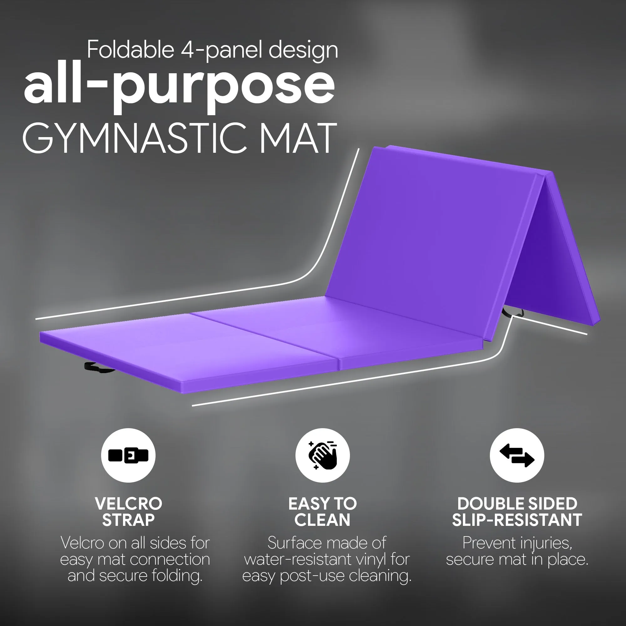 BalanceFrom 4' x 6' x 2" All Purpose Folding Fitness Gymnastics Gym Mat, Purple