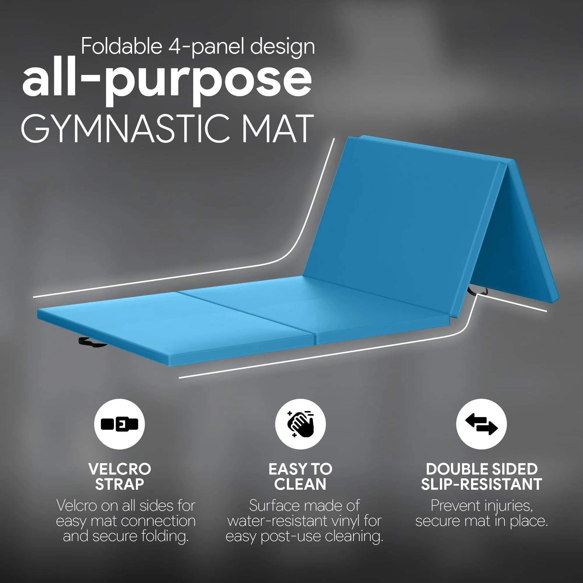 BalanceFrom 4' x 8' x 2" All Purpose Folding Fitness Gymnastics Gym Mat, Blue