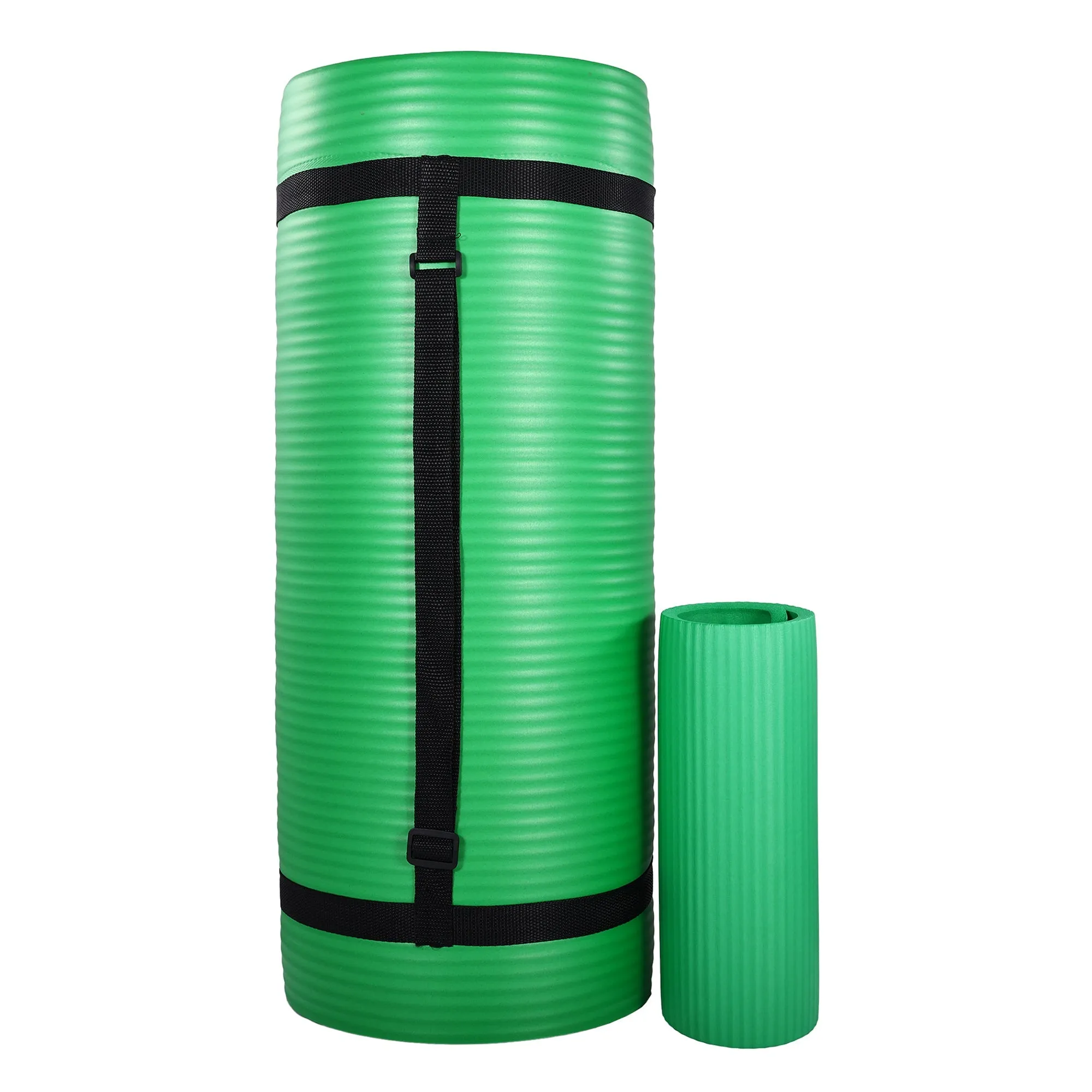 BalanceFrom Fitness 1" Extra Thick Yoga Mat w/Knee Pad and Carrying Strap, Green