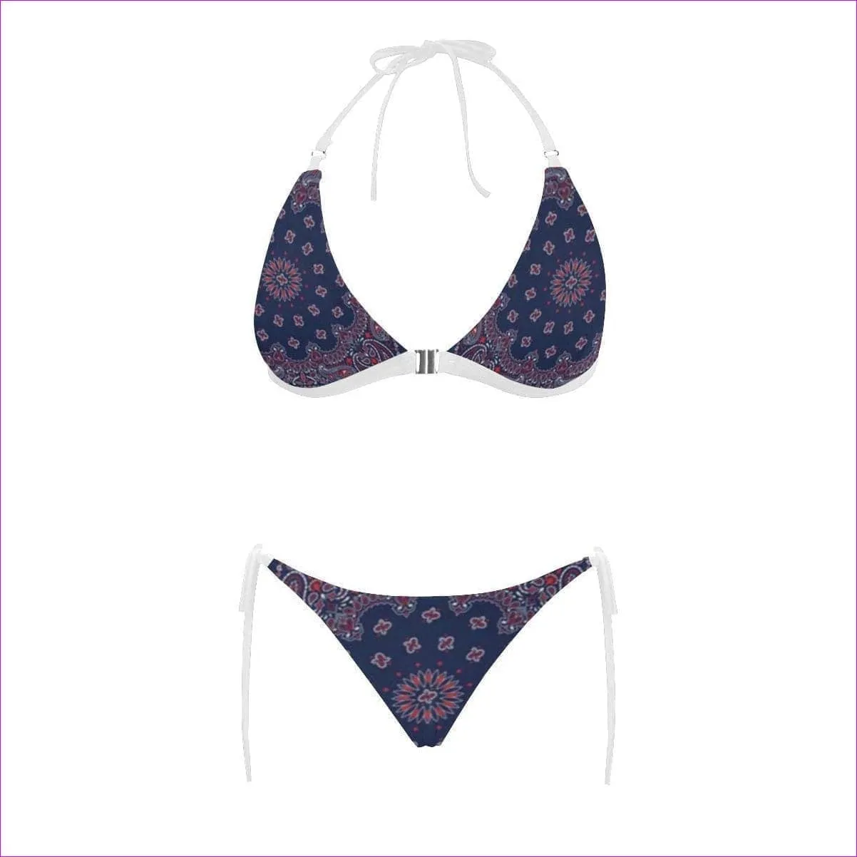 Bandanna Branded Sexy Halter Bikini Swimsuit (Front Buckle)