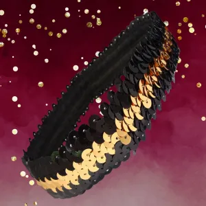 Black and Gold Sequin Headband