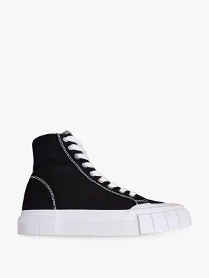 Black high-top vegan trainers