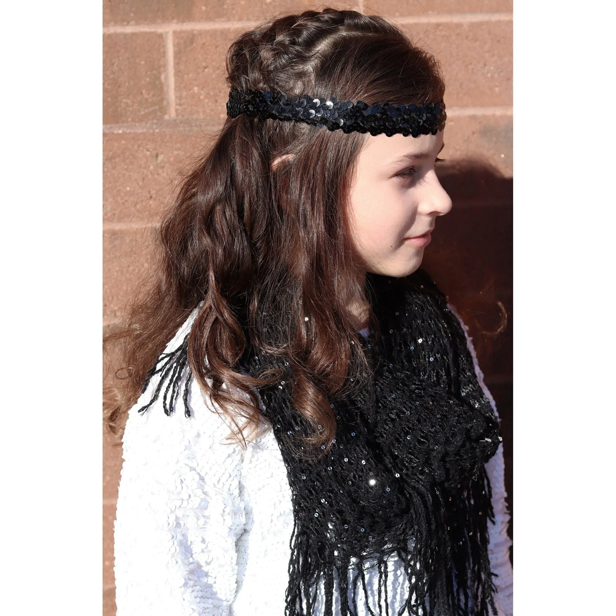 Black Sequin Headbands - 12 Pack