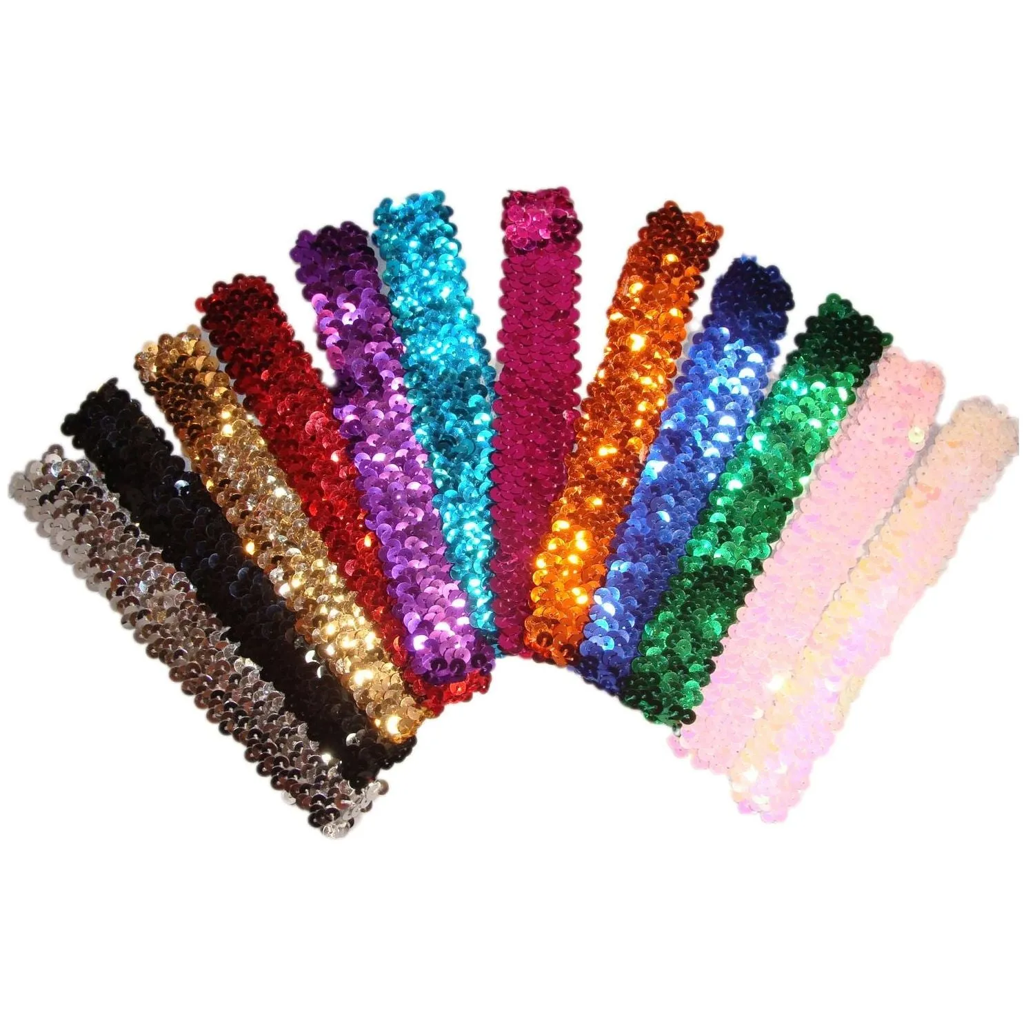 Black Sequin Headbands - 12 Pack