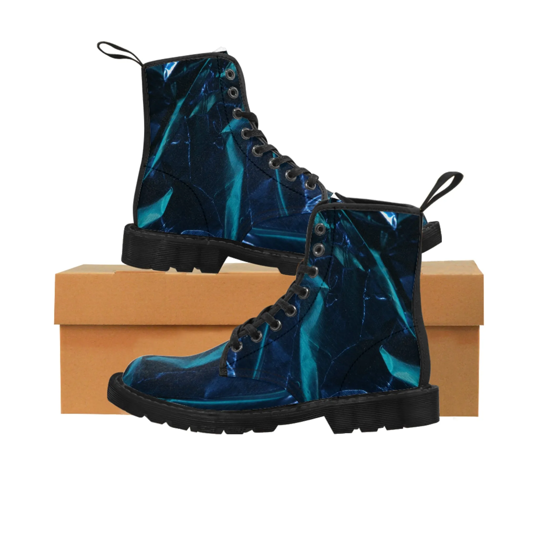 Blue Metalic - Inovax Woman's Canvas Boots