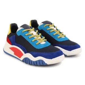 Boys Blue Colour Block Mesh Trainers