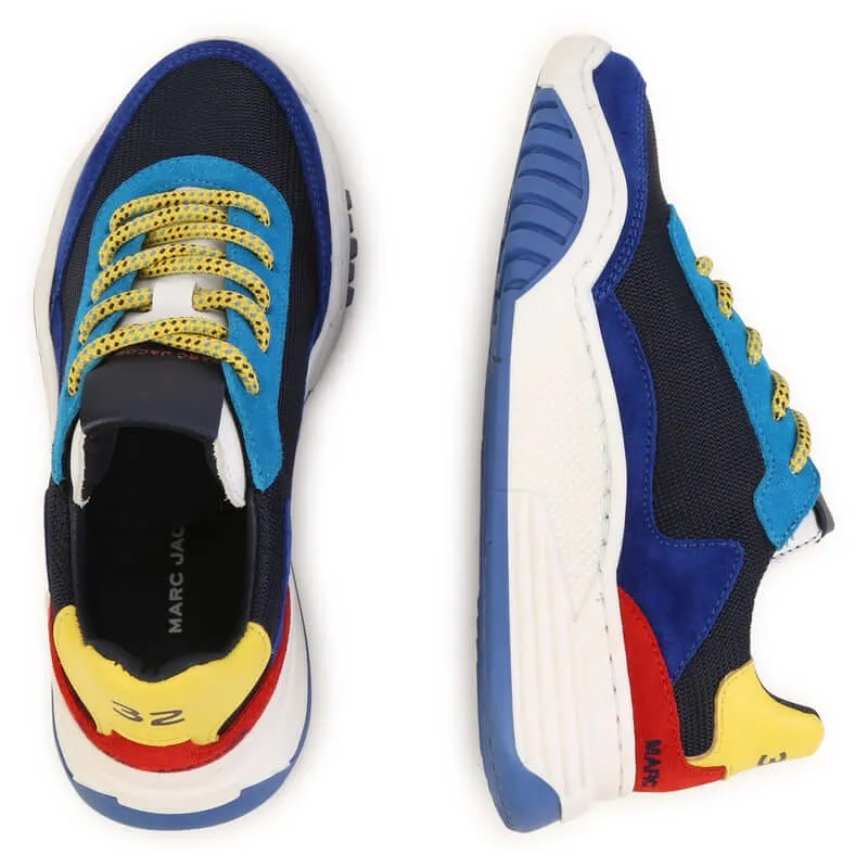 Boys Blue Colour Block Mesh Trainers