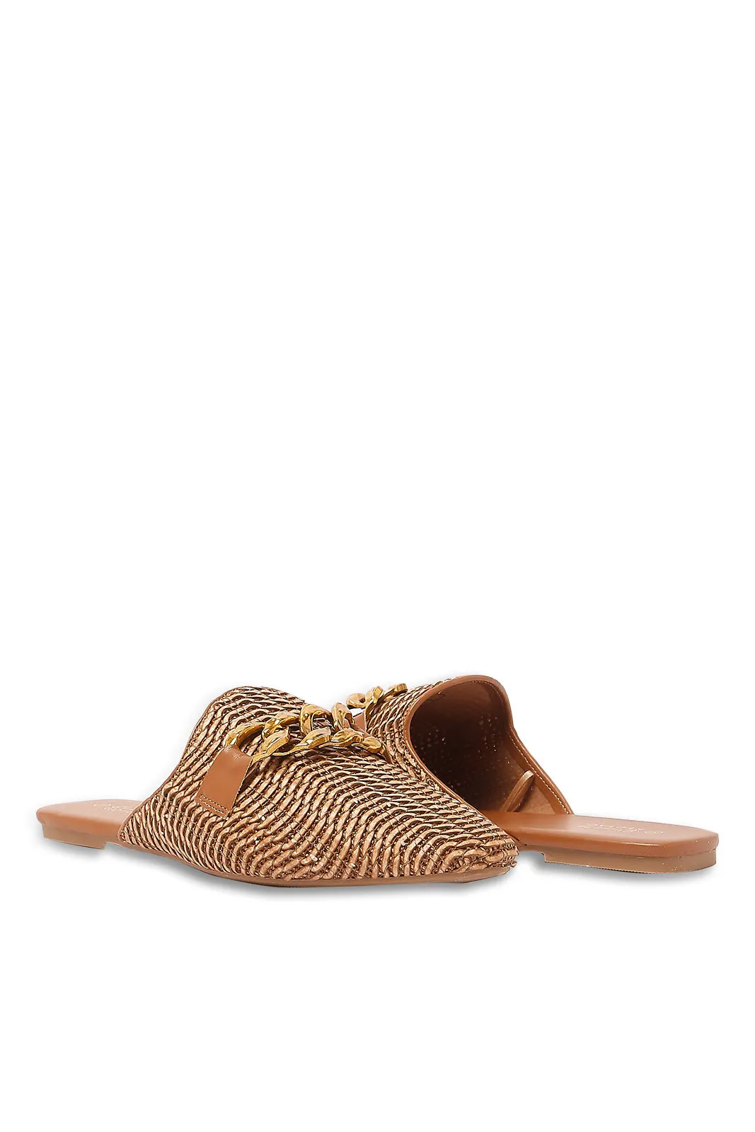 Brown Woven Closed Toe Mule