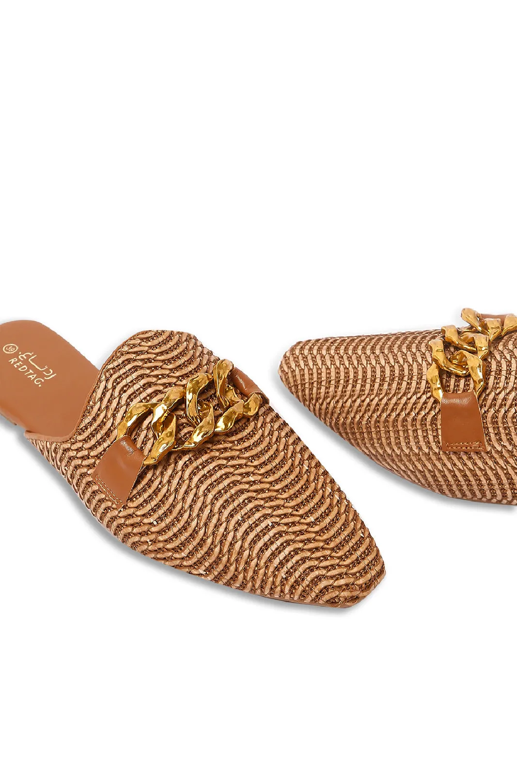 Brown Woven Closed Toe Mule