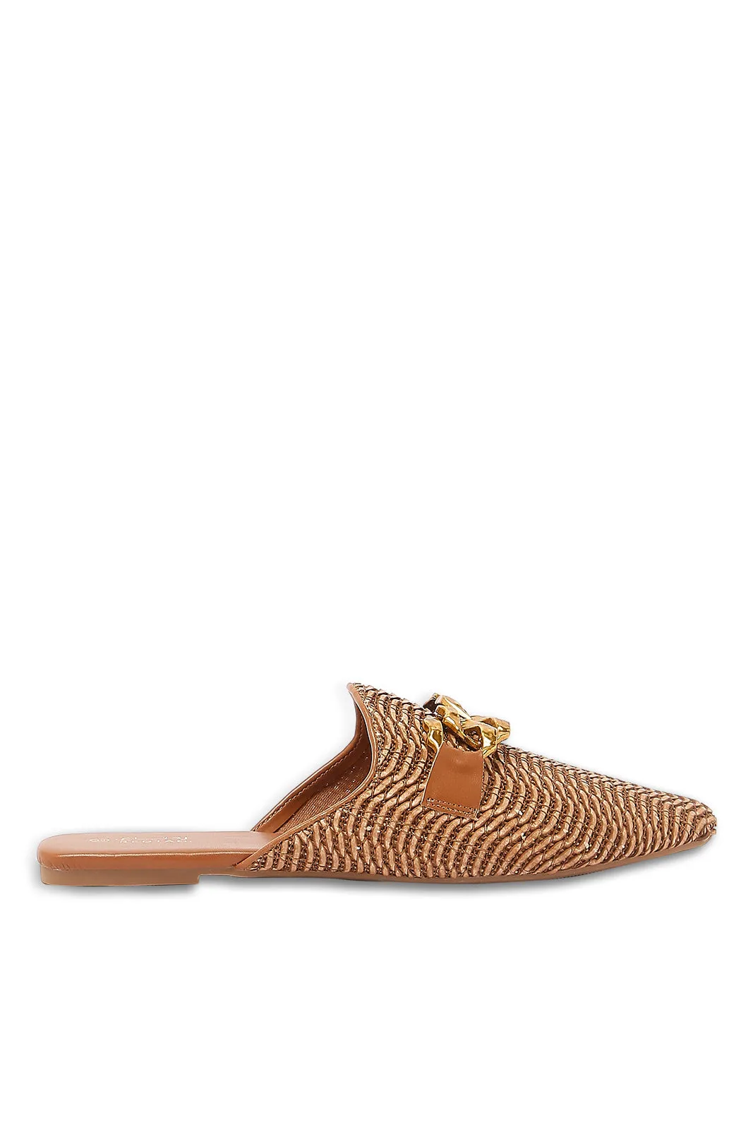 Brown Woven Closed Toe Mule