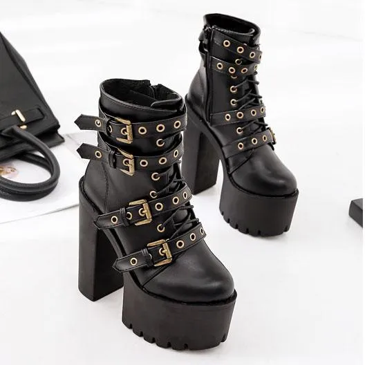 Buckle Strap Street High Heel Shoes SD00575