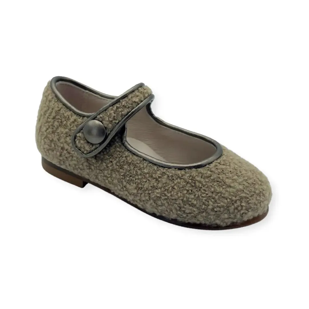 Charlotte- Taupe Bouclé Mary Jane Shoes