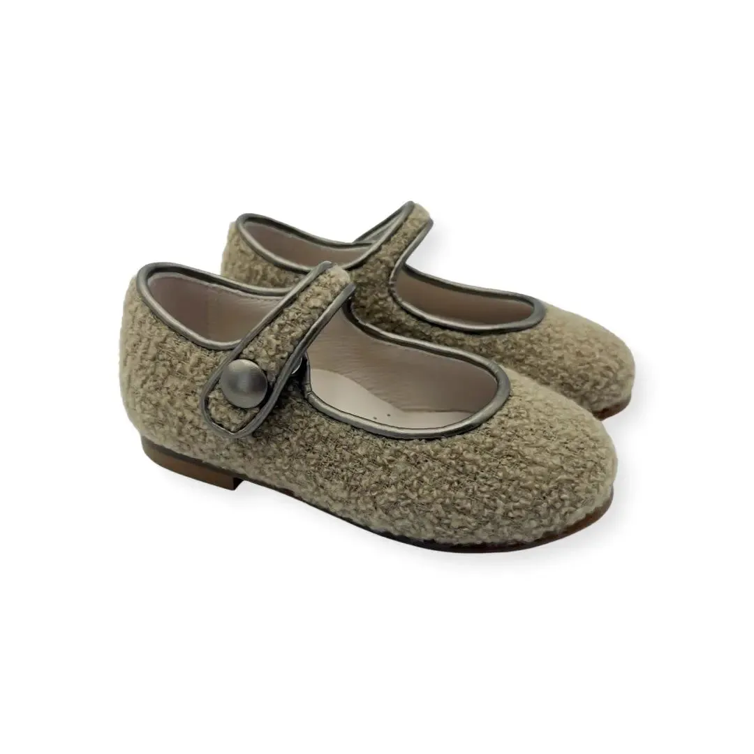 Charlotte- Taupe Bouclé Mary Jane Shoes