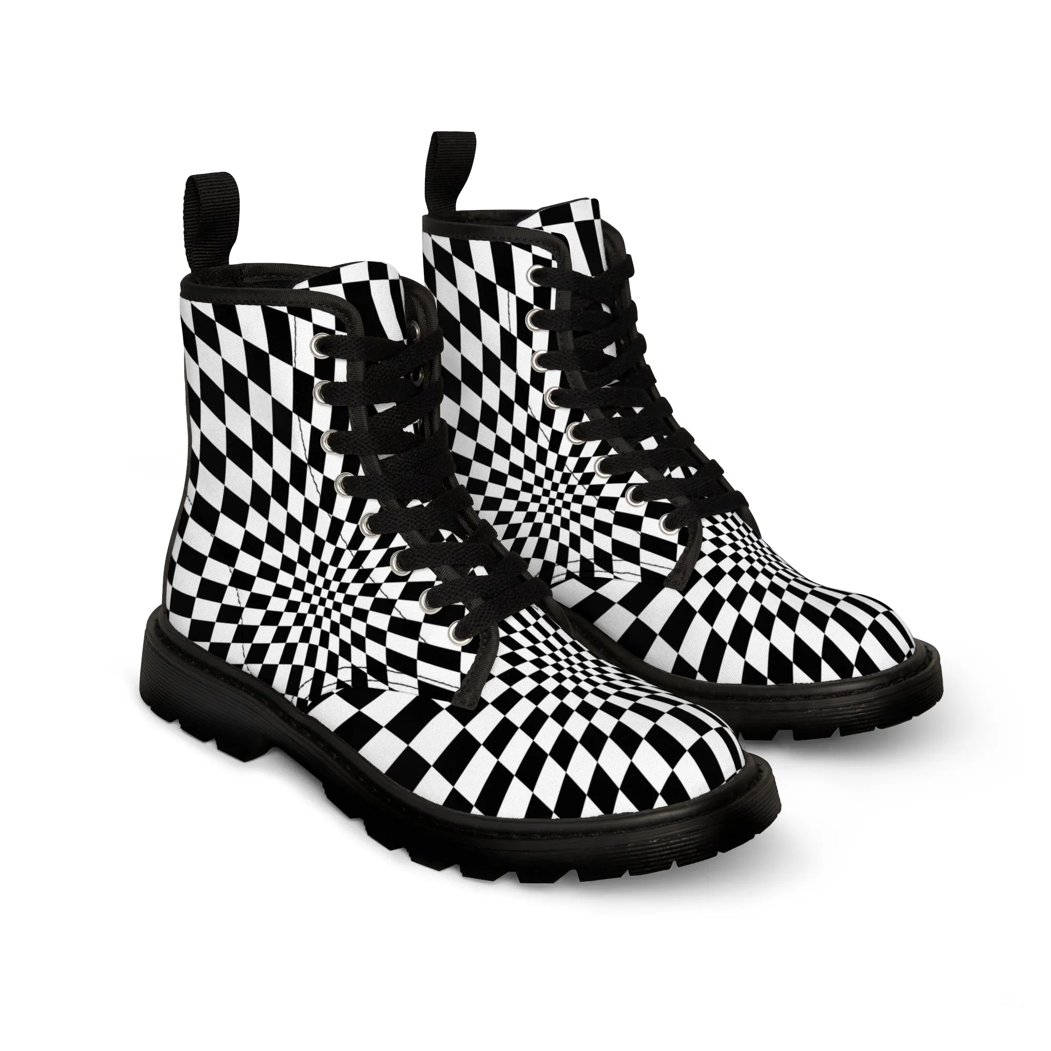 Checkerboard Women's Canvas Boots