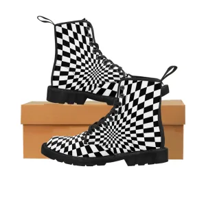 Checkerboard Women's Canvas Boots