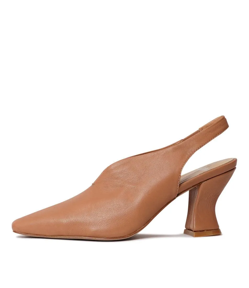 Claudelle Dark Tan Leather Heels