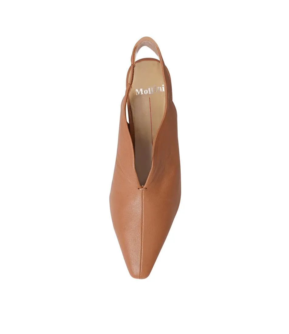 Claudelle Dark Tan Leather Heels