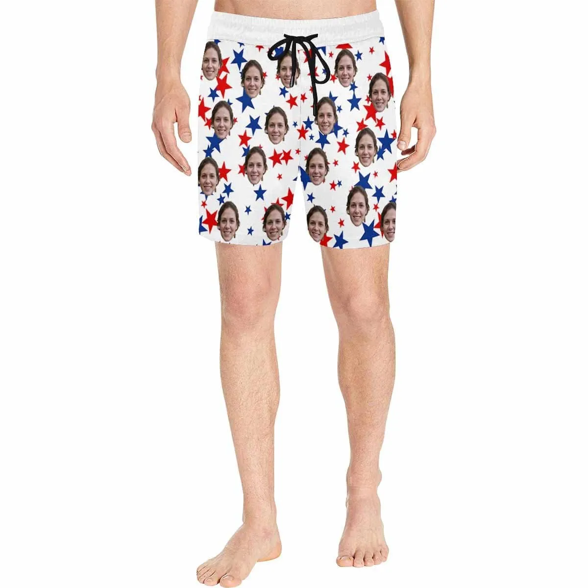 Custom Swimming Trunks Design Face Stars Men's Quick Dry Swim Shorts with Girlfriend's Face