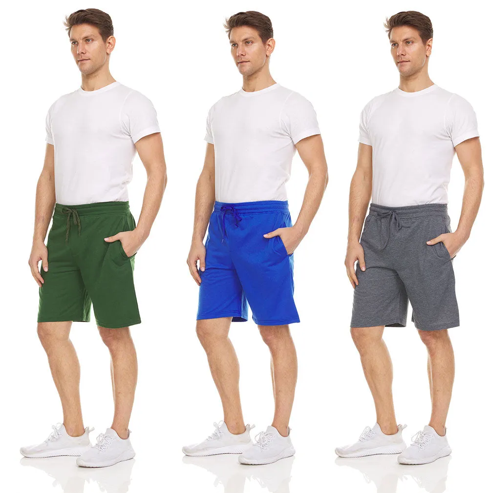 DARESAY Athletic Shorts For Men - Premium French Terry Men's Shorts, Gym Shorts For Men w/Pockets, Drawstring Closure, 3-Pk