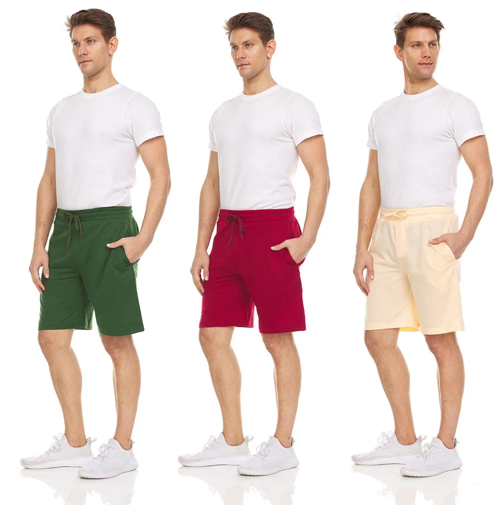 DARESAY Athletic Shorts For Men - Premium French Terry Men's Shorts, Gym Shorts For Men w/Pockets, Drawstring Closure, 3-Pk