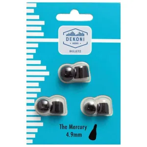 Dekoni Audio The Mercury Premium Memory Foam Isolation Earphone Tips, Black, 4.9mm, 3-Pack