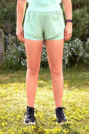 Double Layer Gym Shorts in Mint