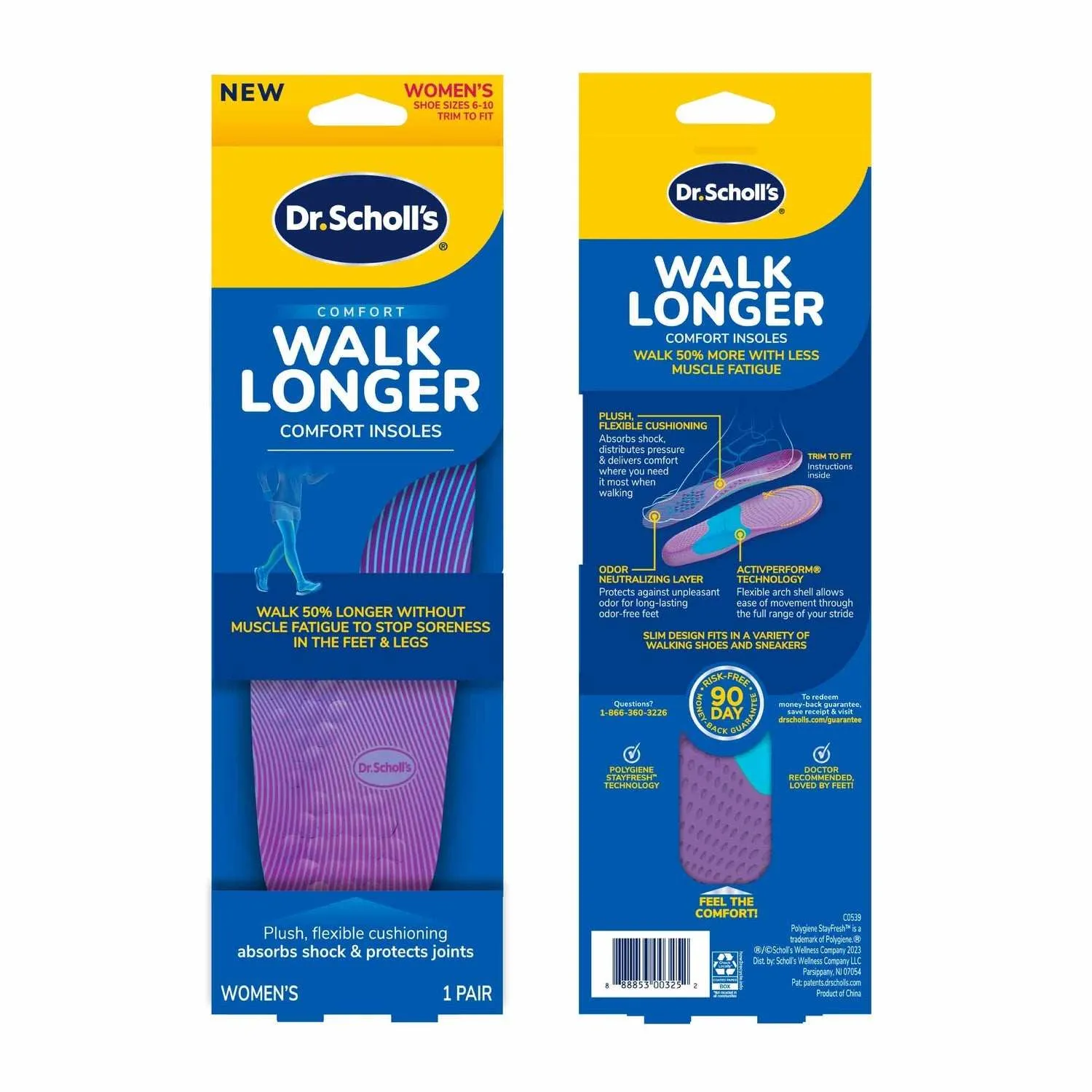 Dr. Scholl's Walk Longer Comfort Insoles for Women - 1 Pair