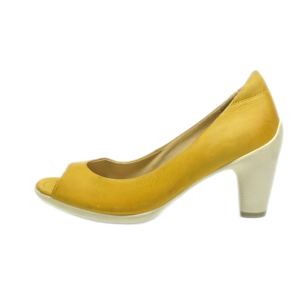 Ecco Peep Toe Leather Yellow Colour For Women