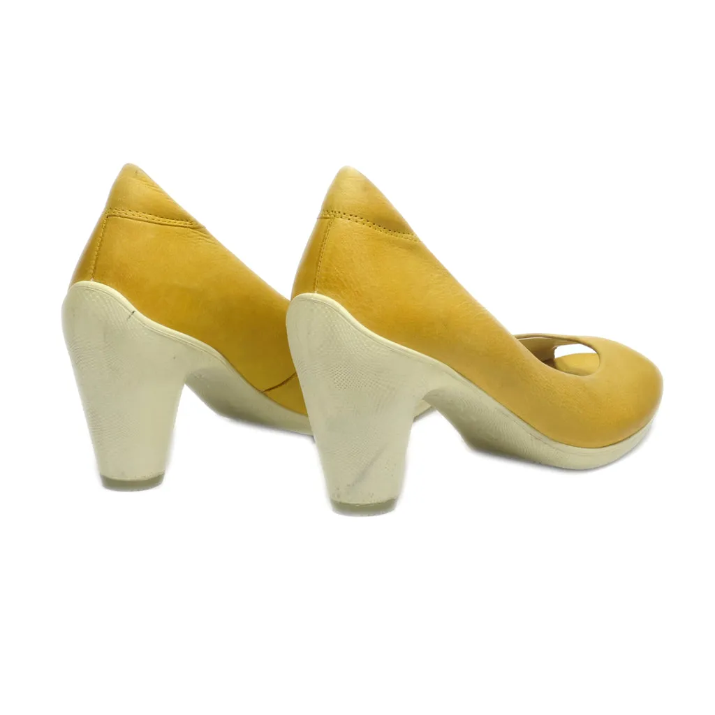 Ecco Peep Toe Leather Yellow Colour For Women