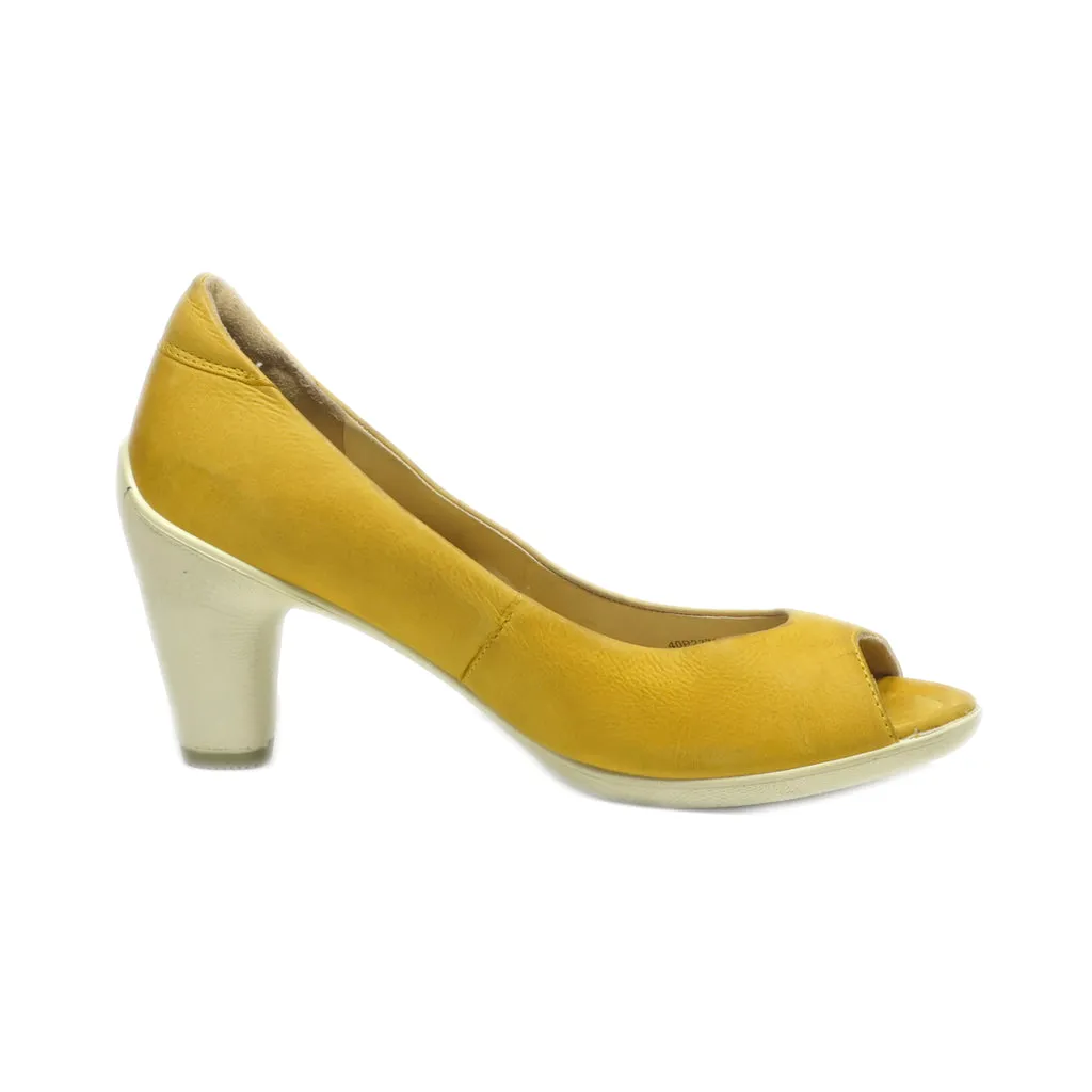 Ecco Peep Toe Leather Yellow Colour For Women