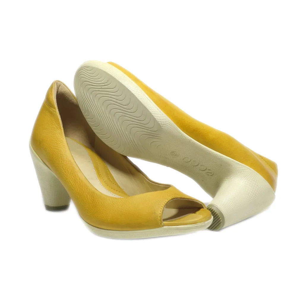 Ecco Peep Toe Leather Yellow Colour For Women