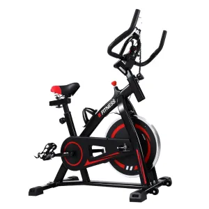 Exercise Spin Bike Flywheel Cycling Fitness Commercial Home Gym Workout BONUS Phone Holder - Black