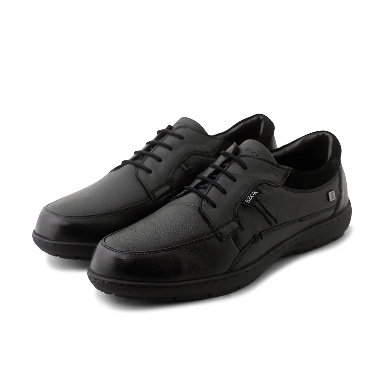 Ezok Black Outdoor Lace-Up Leather Shoes