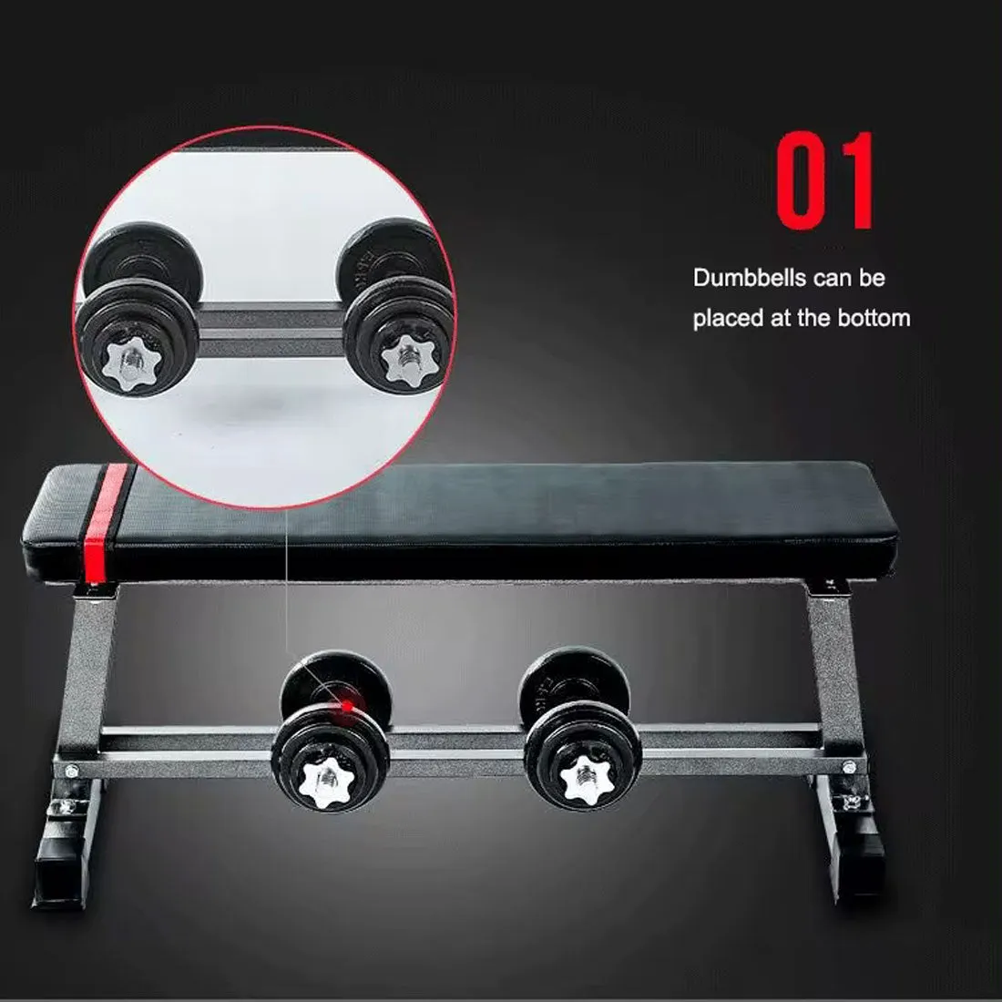 Flat Weight Multi-Station Fitness Bench Squat Press Home Gym Equipment Training