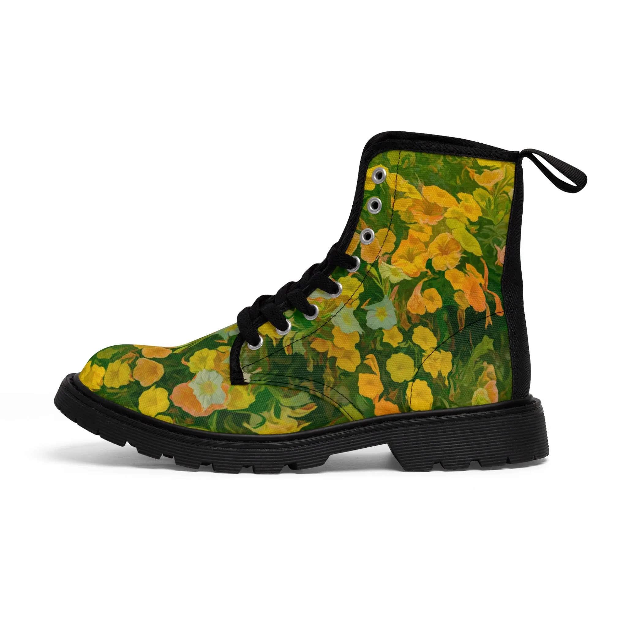 Floral Brilliance Women's Canvas Art Boots